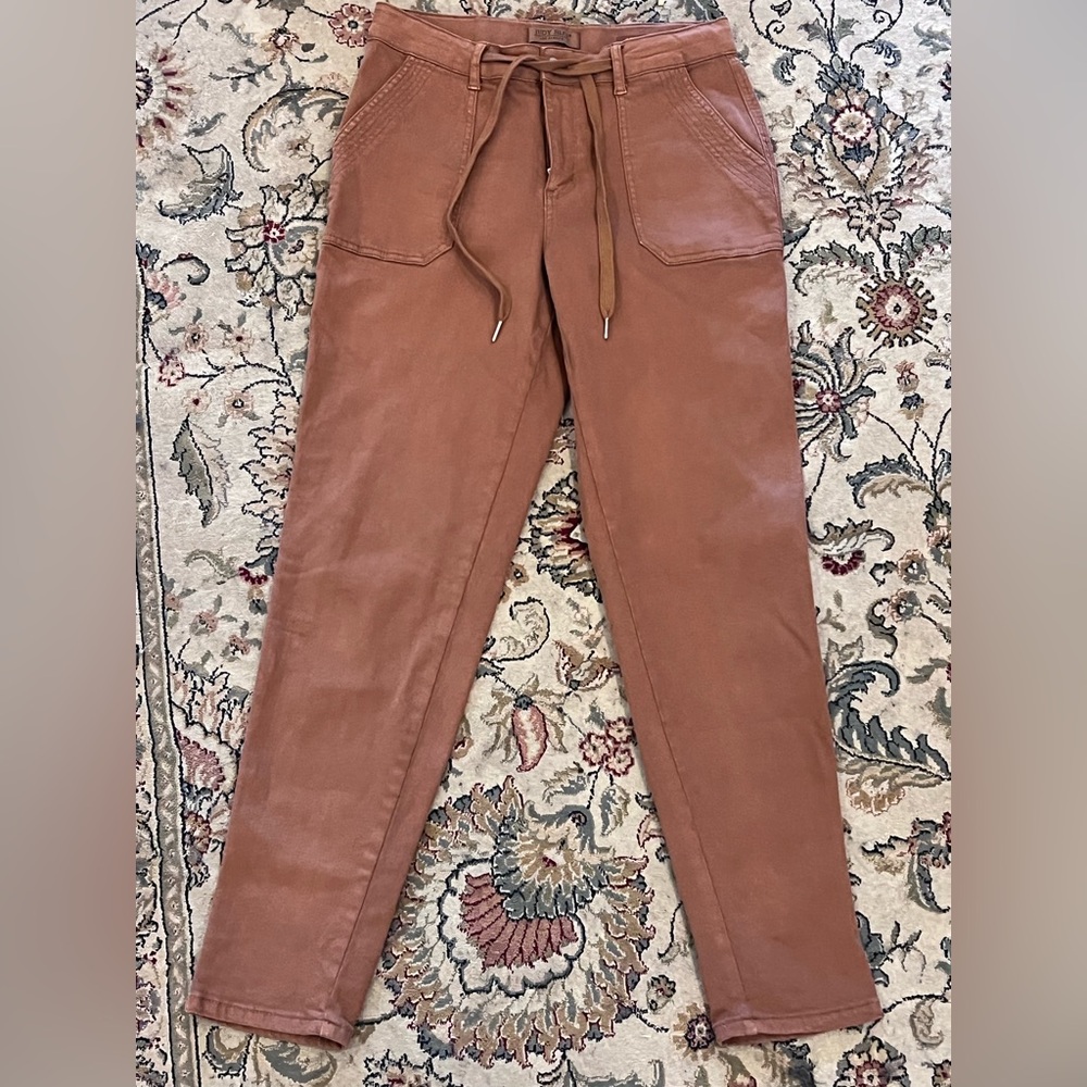 Size 9- Judy Blue High Waist Garment Dyed Camel Denim Joggers - Picture 2 of 6